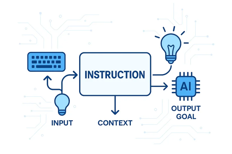 Minh họa cấu trúc lệnh chỉ dẫn (Instruction) trong prompt AI.